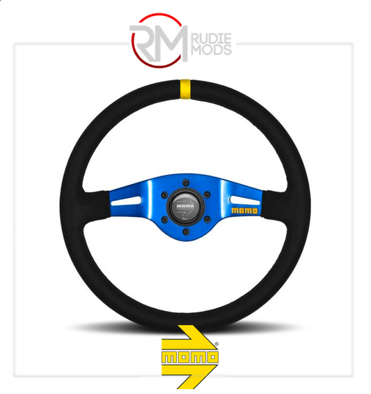 GENUINE Momo Model 03 Steering Wheel BLUE SPOKE/BLACK SUED Ø350mm M11150405811L