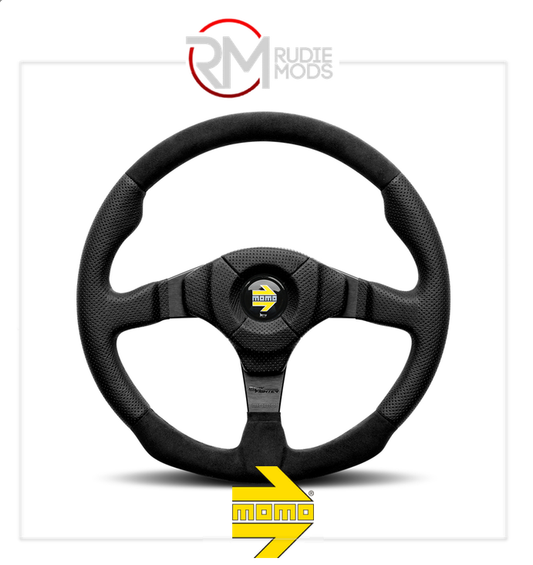 Official MOMO DARK FIGHTER STEERING WHEEL BLACK LEATHER/ALCANTARA Ø350mm VDKFIGH