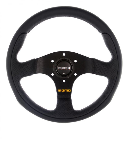 GENUINE Momo TEAM 300mm Steering Wheel black leather and black spokes