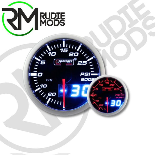 Prosport 52mm Dual Display Amber / White Stepper Motor Turbo Boost Gauge - PSI