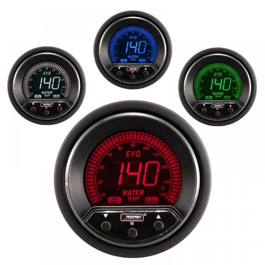 Prosport Evo 52mm LCD Water Temp Deg C Gauge 4 colour with peak and warning