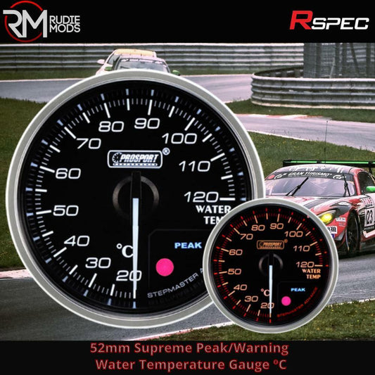 R SPEC 52mm Supreme Peak/Warning Water Temperature Car Gauge ºC