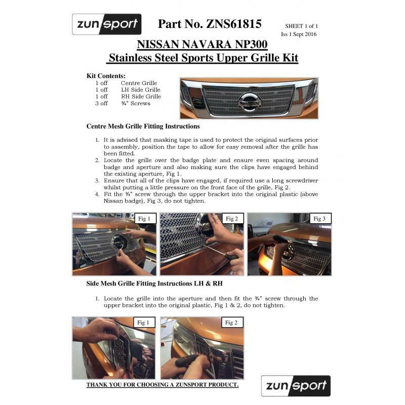 Zunsport Grille for Nissan Navara Full Grille Set (NP300) (2015 -) Black Finish