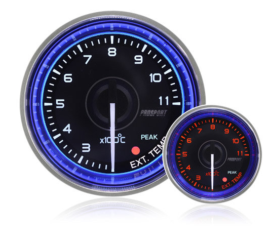 52mm Crystal Blue Peak/Warning Exhaust Temperature Gauge °C