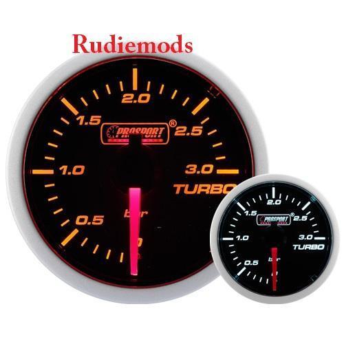 Prosport Diesel 52mm Smoked Super Amber/White Turbo Boost Gauge 0-3 Bar