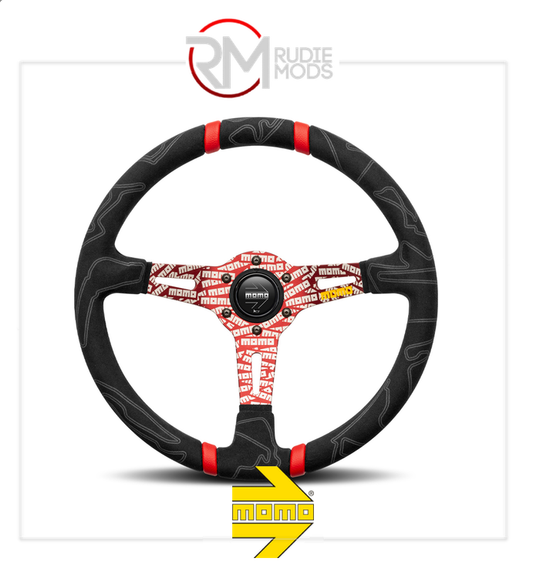 Official MOMO ULTRA BLACK STEERING WHEEL - RED INSERT Ø350mm VULTRARED350