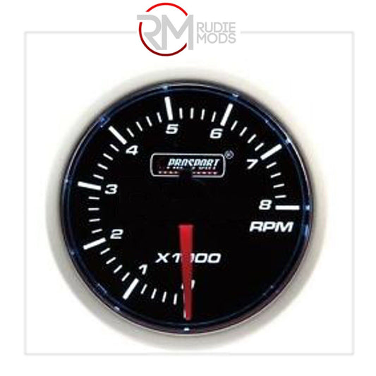 52mm Super Smoked White Rev Counter Gauge 0-8000 RPM