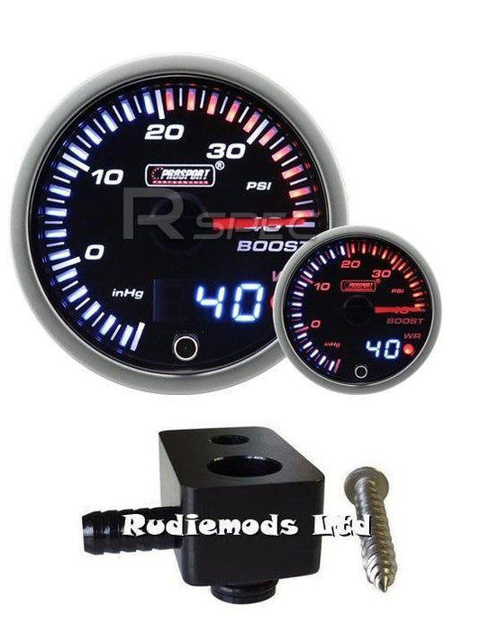 Ford Fiesta ST180 60mm JDM Dual display Boost Gauge PSI and fitting adaptor
