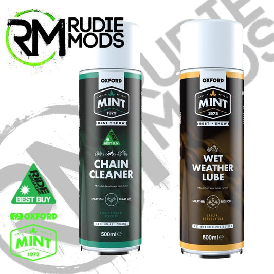 Oxford Mint motorbike chain pack 1 Wet Weather Lube and Chain Cleaner