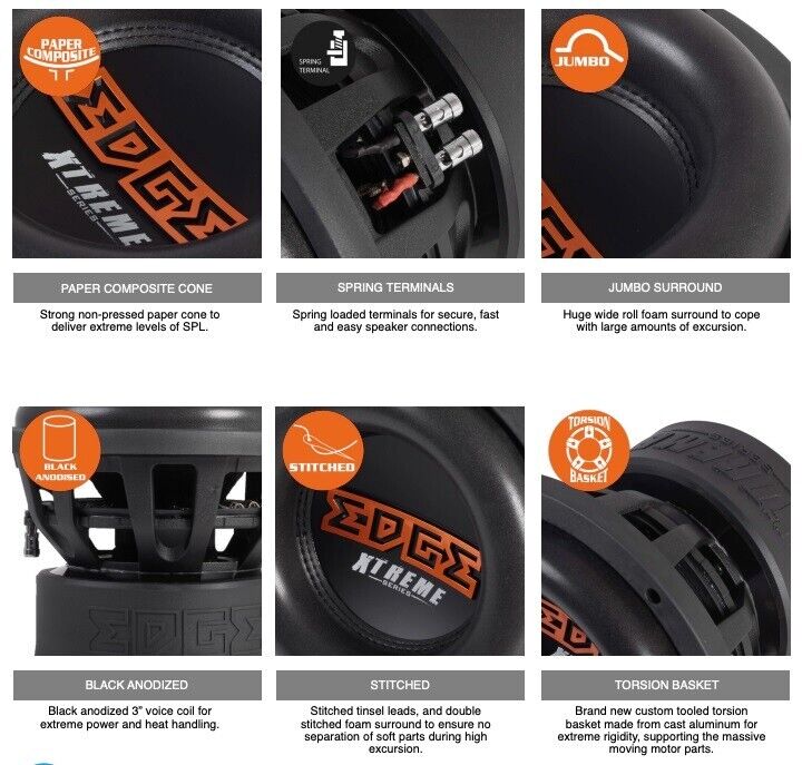 EDGE EDX10D2 XTREME SERIES 10” MAX DUAL 2OHM Car SPL SUBWOOFER 1500W RMS