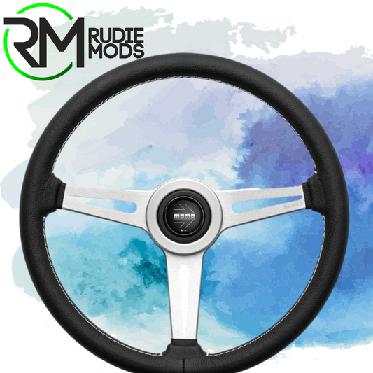 MOMO Retro steering wheel - 360mm Leather white stitching