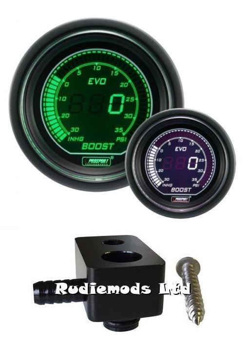 Ford Fiesta ST180 52mm Prosport EVO Boost Gauge PSI and fitting adaptor GN WT