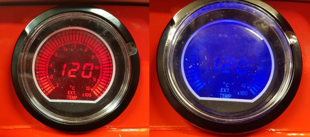 60mm EVO Car Exhaust Gas Temperature Gauge Red and Blue LCD Digital Display