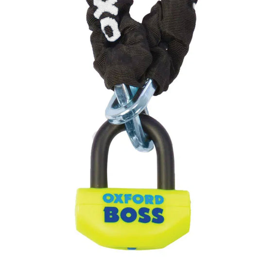square link Chain & padlock HD Motorbike Cro-Mo grade steel - 1.2m Oxford OF159
