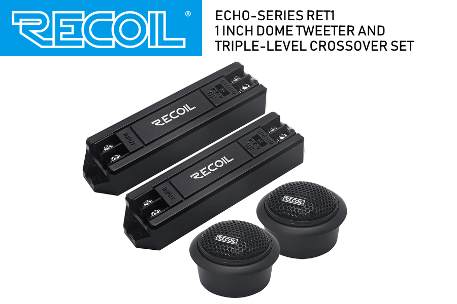 tweeter and triple-level tweeter crossover set Recoil Echo-Series RET1 1 inch silk dome (PAIR)