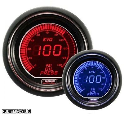 Prosport 52mm EVO Car Oil Pressure Gauge Red and Blue LCD Digital Display