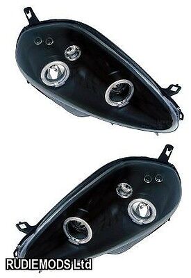 Fiat Grande Punto 06-08 Black Twin Angel Eye Headlights 1 PAIR