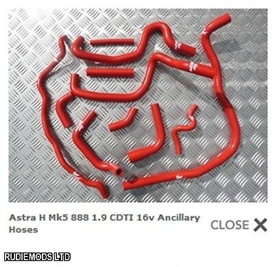 Vauxhall Astra H Mk5 888 1.9CDTi Ancillary Silicone Hose Kit Roose Motorsport