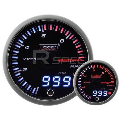 60mm JDM Smoked Style Tacho Rev 10000 RPM Dual Stepper Motor Gauge with warning