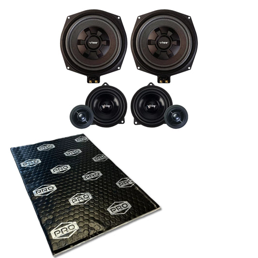 Factory Audio upgrade kit For BMW G11 2015 On Plug and Play Component Speaker & Sub + 1 20" x 13.5" Sheet of Sound Deadening and Insulation for Vibrations