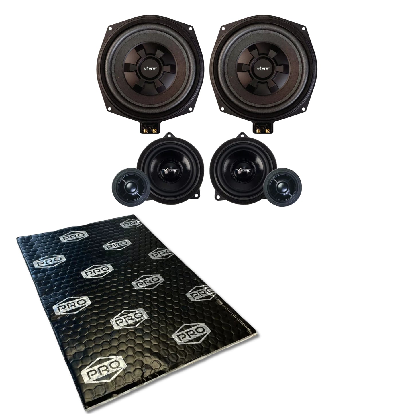 Factory Audio upgrade kit For BMW G12 2015 On Plug and Play Component Speaker & Sub + 1 20" x 13.5" Sheet of Sound Deadening and Insulation for Vibrations