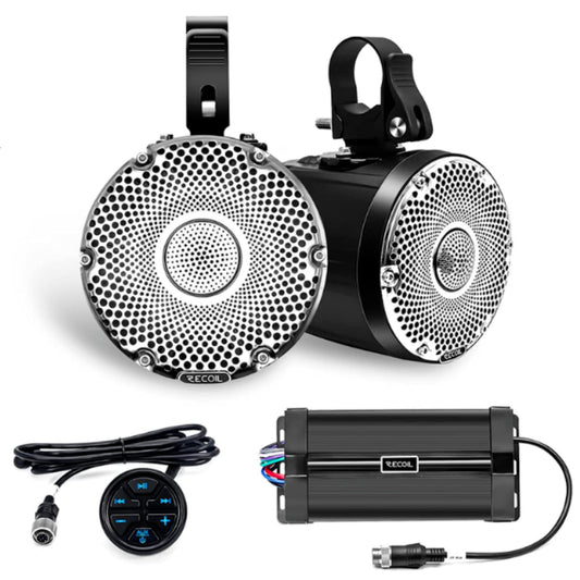 water-resistant speakers 4-inch amplified 200 Watt PAIR Recoil R4 Marine & Power-Sports