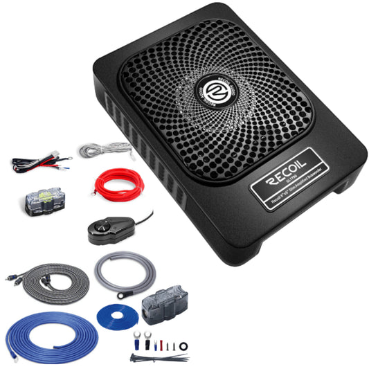 slim amplified underseat car subwoofer & wiring kit 8-inch (200mm) 550W RECOIL
