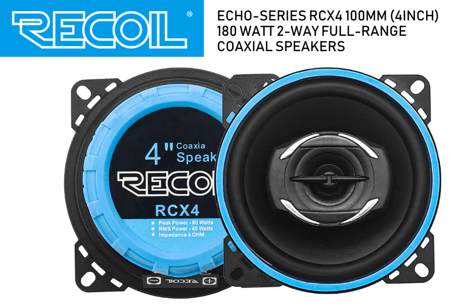 speakers coaxial car 100mm 4inch 180 watt full-range (PAIR) RCX4 RECOIL Echo-Series